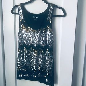 Silver and gold sequin tank top